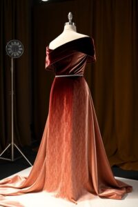 Evening gown patterns featuring velvet formal dress sewing design