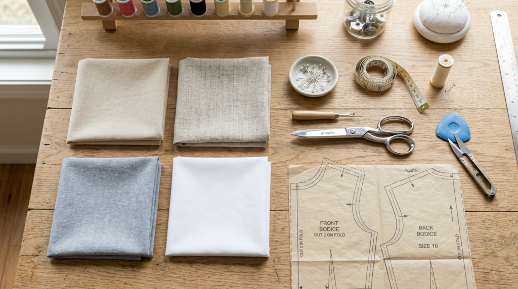 Beginner Dress Sewing Patterns: 5 Easy Styles Every New Sewist Can Make in 2026 2 Cotton and linen fabrics for beginner dress sewing patterns
